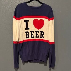 Von Zipper “I Love Beer” Navy and Red Crewneck Sweater